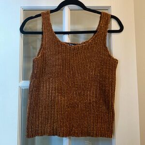 Burnt Orange/Brown Velvet Ribbed Sweater Tank